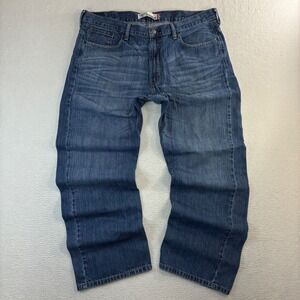 Y2K Levis 569 Loose Straight Jeans Men 38x32 Blue Faded Skater Baggy Whiskered